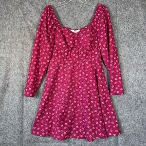 Madden NYC Y2K Babydoll Peasant Coquette‎ Milkmaid Dress 2x Fairy Pink Floral